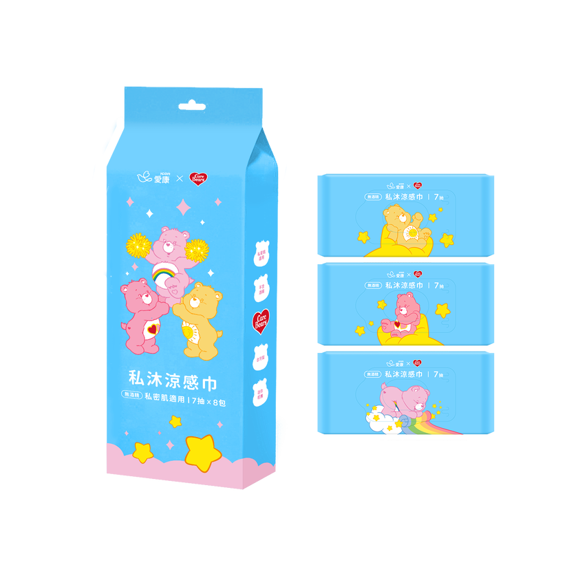 【CARE BEARS聯名款】私沐涼感巾(7抽)8包