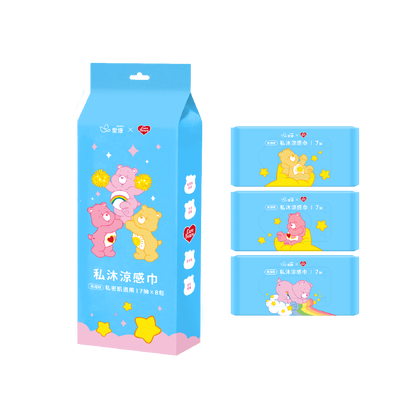 (特惠)【CARE BEARS特別款】私沐涼感巾(7抽)8包
