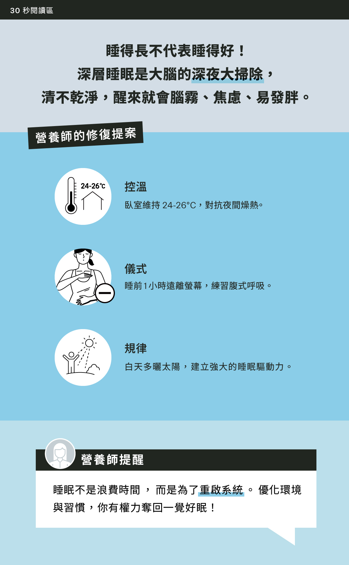 營養師的睡眠修復提案與日常提醒