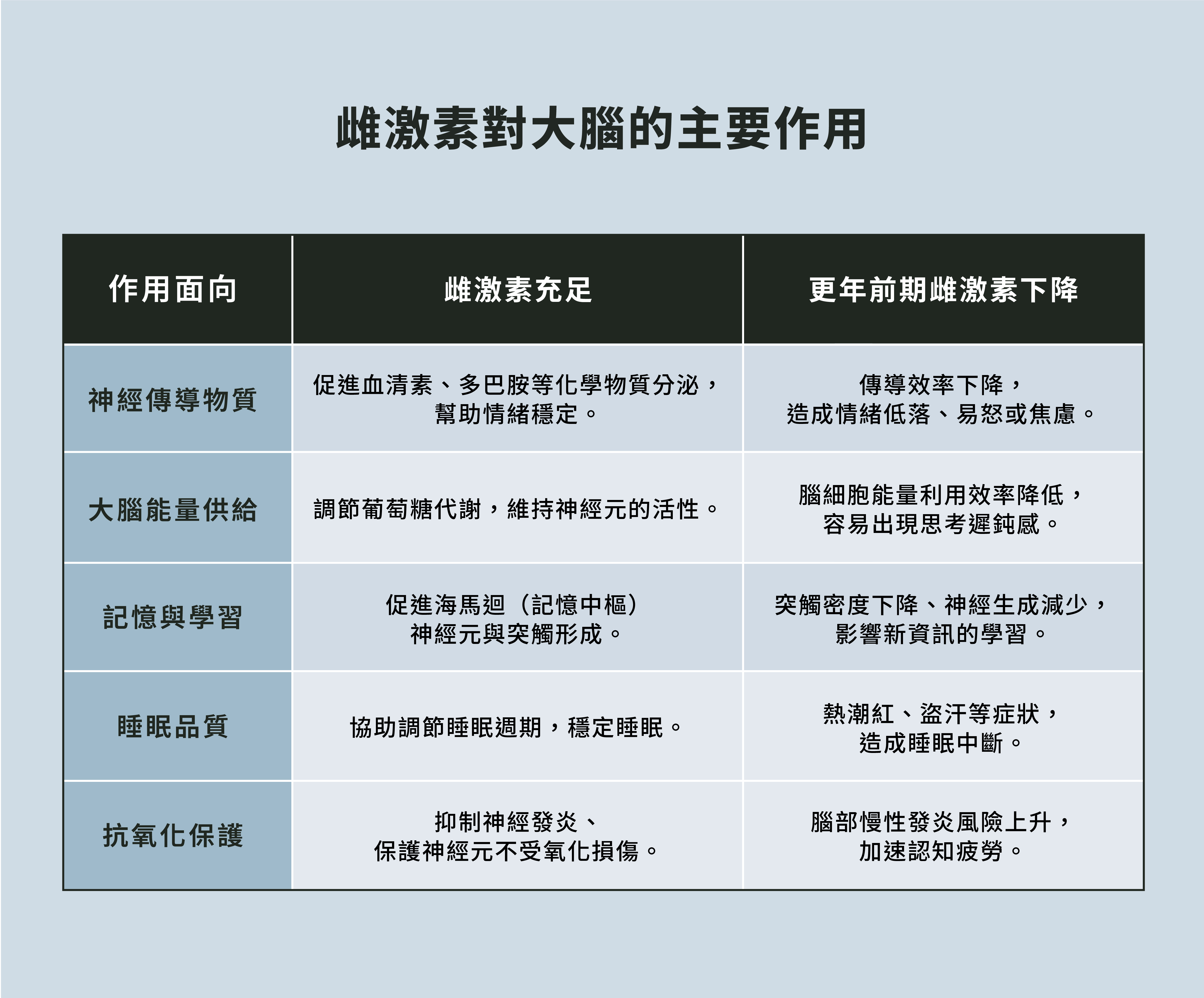 雌激素對大腦的主要作用